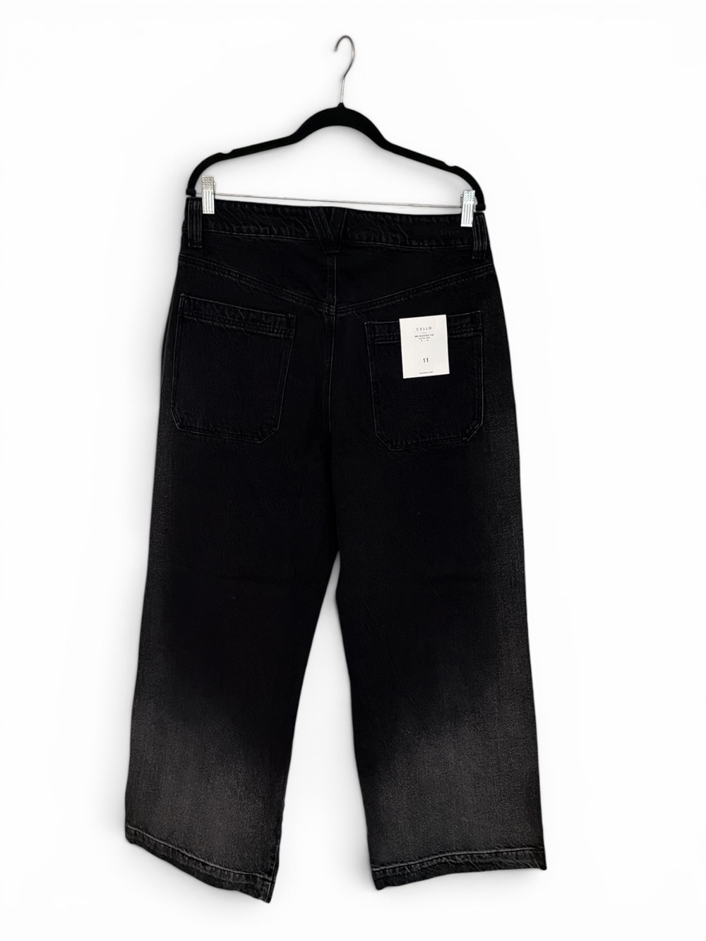 Cello Wide Leg Skater Jeans Women’s Size 11 Black Ombre Wide Belt Loops New - Picture 8 of 16